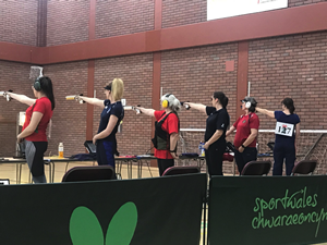 SSgt Rebecca Carnell – 10m Air Pistol Women’s Final – Welsh Air Gun Champs 2017 – Photograph Courtesy of Cpl Foster SL