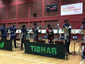 LCpl Steve Mitchell (second in from left) and Cpl Stuart Hill (fourth in from left) – Welsh Air Gun 2017 – Photograph Courtesy of Mr Mick Brown